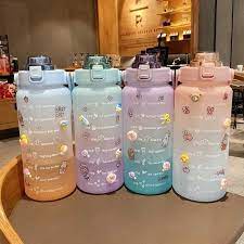 Botol Air Minum Viral + Sticker 2D 2 Liter 2000 ML / 1300 liter / Botol Minum Infuser Rainbow Botol 
