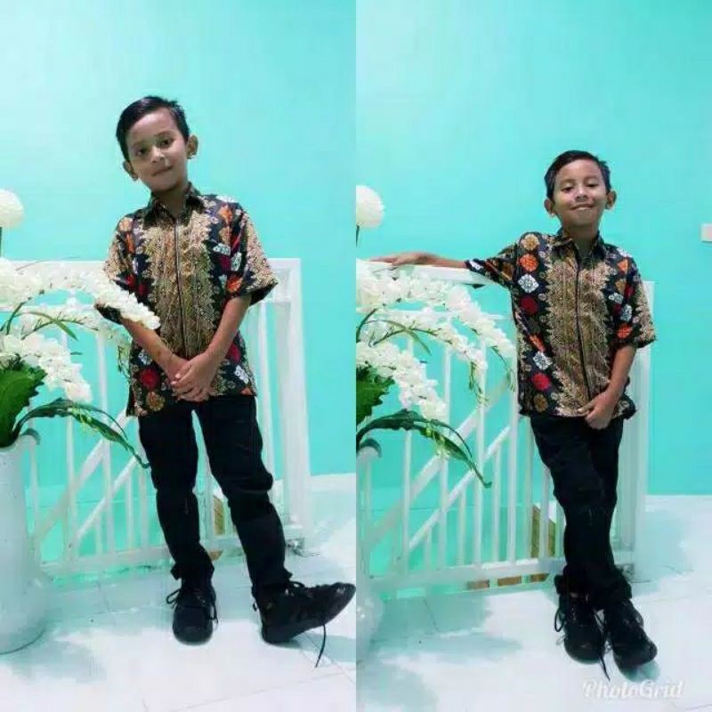 kemeja batik anak / hem batik pendek / kemeja batik anak sd