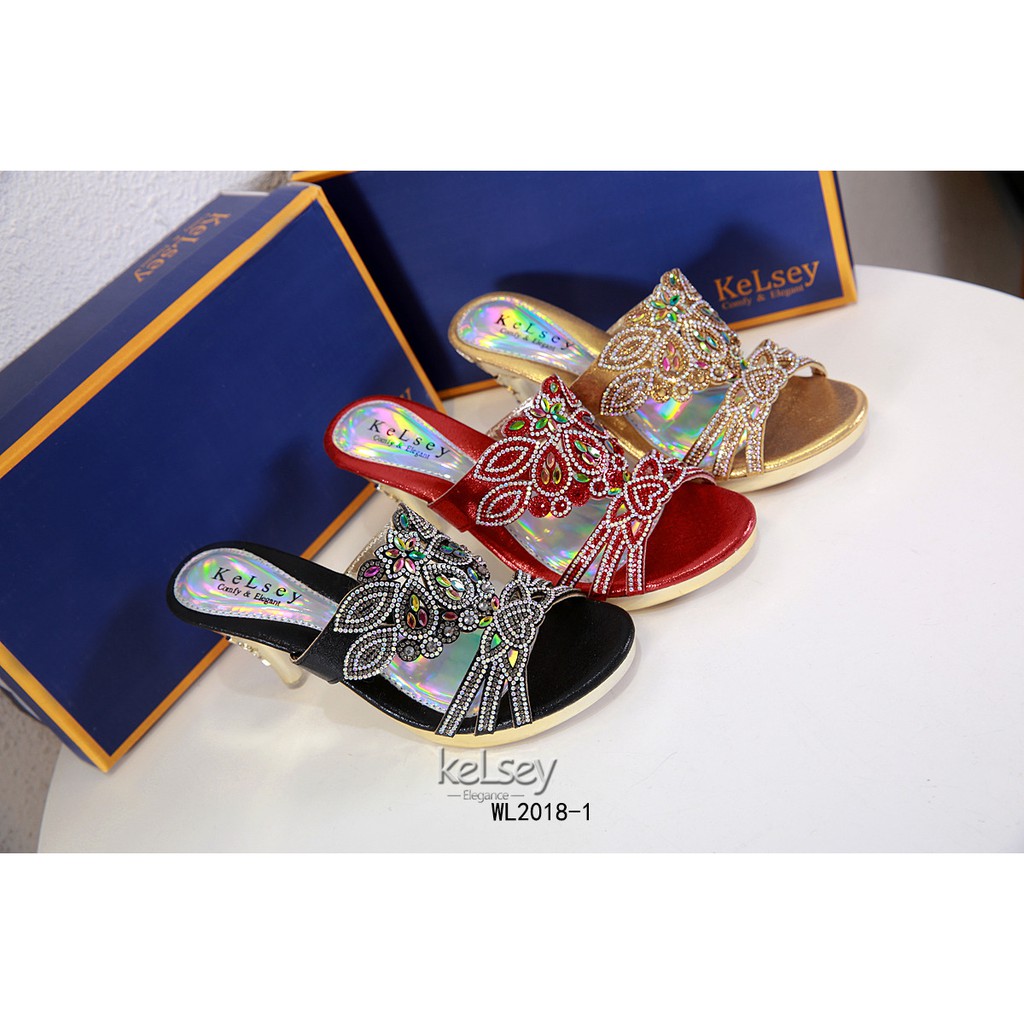 CK01 KELSEY KEBAYA PESTA CRYSTAL HEELS WL2018-1 SEPATU WANITA SEPATU IMPOR