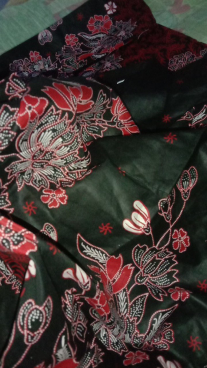 Batik Couple Keluarga Sania Ruffle Ori Ndoro Jowi Dnt Motif Sakura Merah