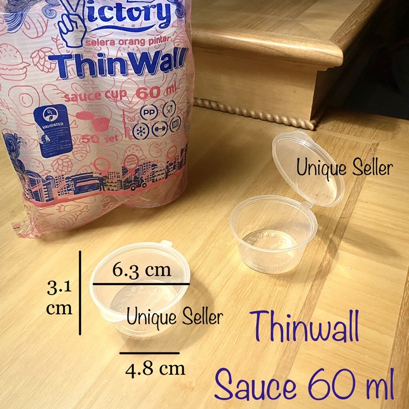 Thinwall Cup 60 ml Victory isi 50 pcs / Thinwal Cup 60ml / Tempat Saos Bumbu 60 ml Victory / Sauce Cup 60 ml / Tempat Saos Bumbu 60ml / Thinwal Saos Cup 60 ml 60ml / Cup Puding 60ml 60 ml / Cup Pudding Puding Agar Ager Jelly Jeli