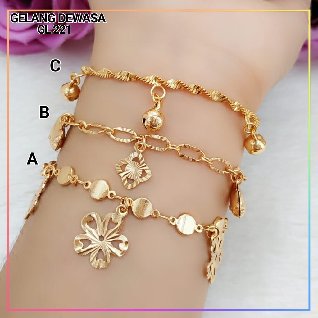 Gelang xuping gelang dewasa jurai spiral mainan bulat cantik perhiasan lapis emas gold GL 221