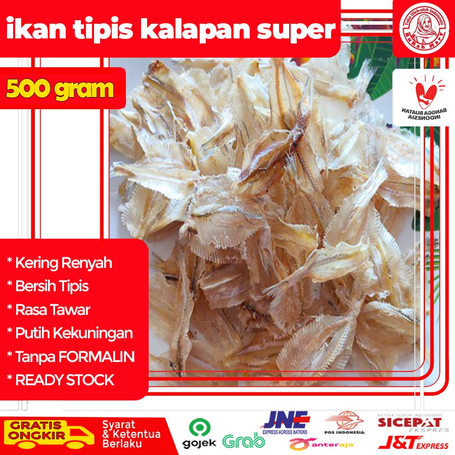 

IKAN ASIN TIPIS KALAPAN PAKANG TAWAR GARING RENYAH KRIUK SUPER 500 GRAM