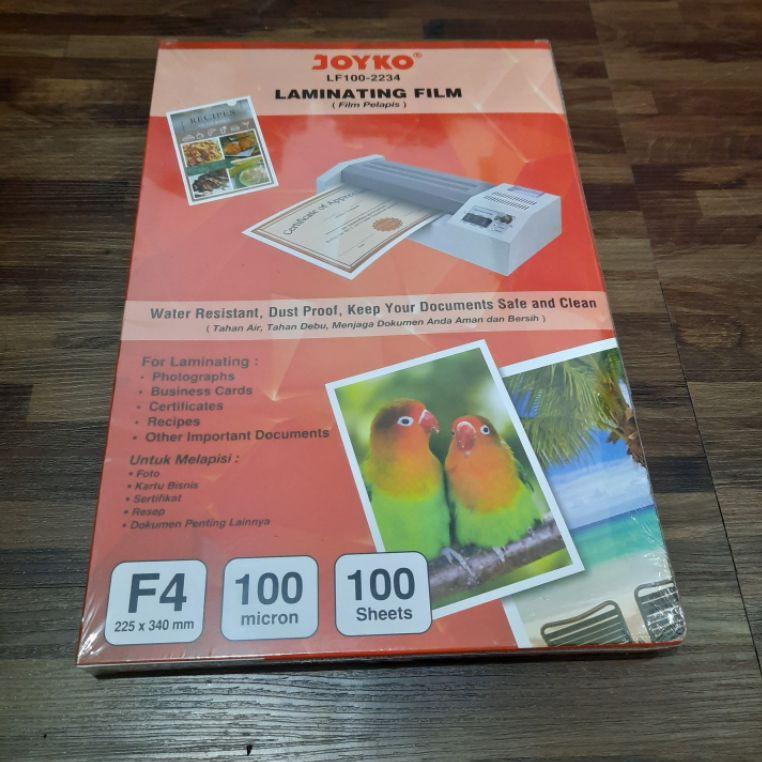 

[PRODUK ZQH7V] Plastik Laminating F4 Joyko 100 Micron (10 Lembar) / Plastik Laminating Folio 100 Micron Joyko 7YR