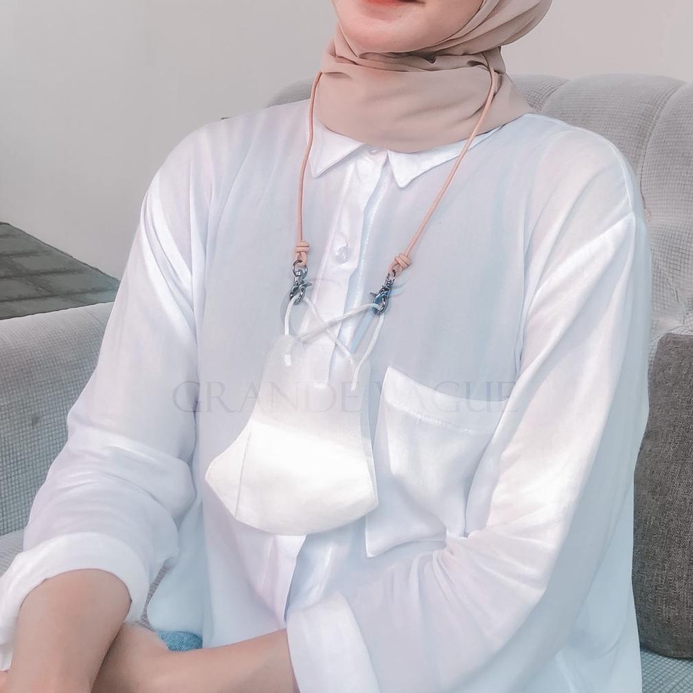 [KODE LPVZG] Tali Gantungan Kalung Masker Kulit Asli Pria Wanita Leather Headloop Strap Mask Rantai 