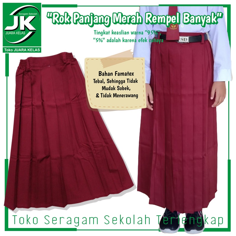 [JK] Rok Merah Panjang Rampel Seragam Sekolah SD - Rok Panjang SD - Rok Bawahan SD - Rok Merah SD - 