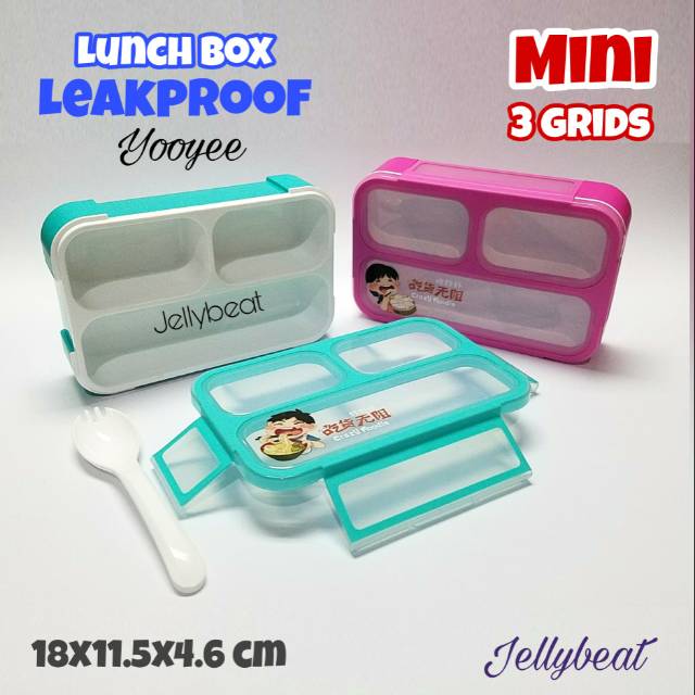 Lunch Box Yooyee MINI 3 &amp; 4 grids Leakproof Kotak Makan Bekal Anti Tumpah / Bocor