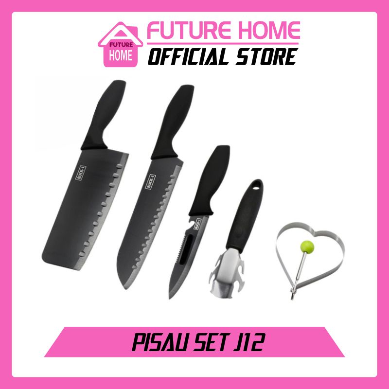 Set Pisau Dapur 5 Pcs Hitam Buck-I Pisau Set 5 In 1 pisau set tajam