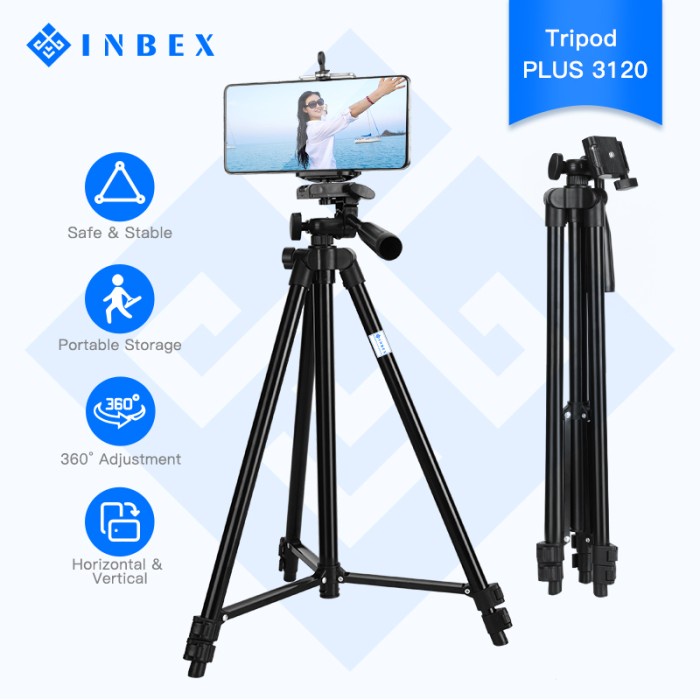 Tripod INBEX PLUS 3120 Tripod Kamera/135cm Tripod+U Holder+Storage Bag(D8B0) Tripot Mini BEST SELLER