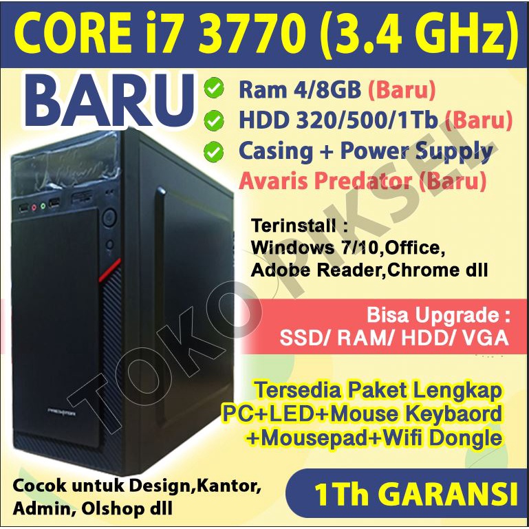 Komputer PC Rakitan Intel Core i7 3770 BARU