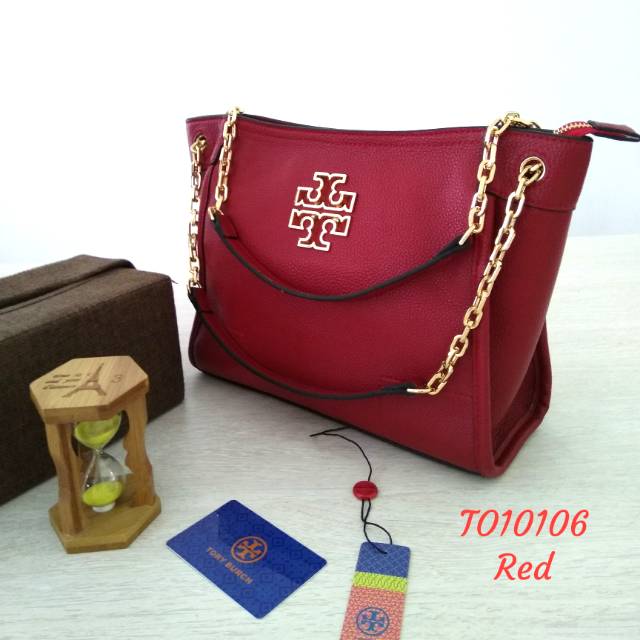 Tas wanita merah tali rantai import
