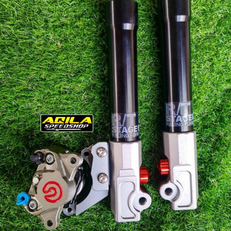 paketan Tabung Shock Depan RT Stage 6 dan Kaliper Brembo 2p Big Beat-Mio-Vario-Scoopy-Fino-Genio