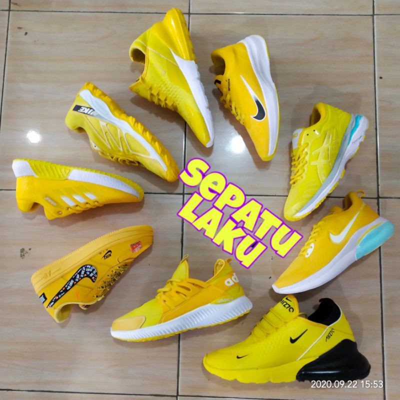 TERLARIS SEPATU OLAHRAGA WANITA SEPATU SPORT CEWEK SEPATU SENAM AEROBIK WARNA KUNING SEPATU RUNNING