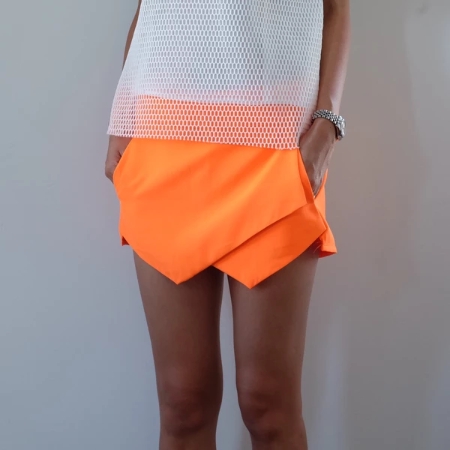 Hello Parry Minute Tailored Wrap Skort -Fluor Tangerine