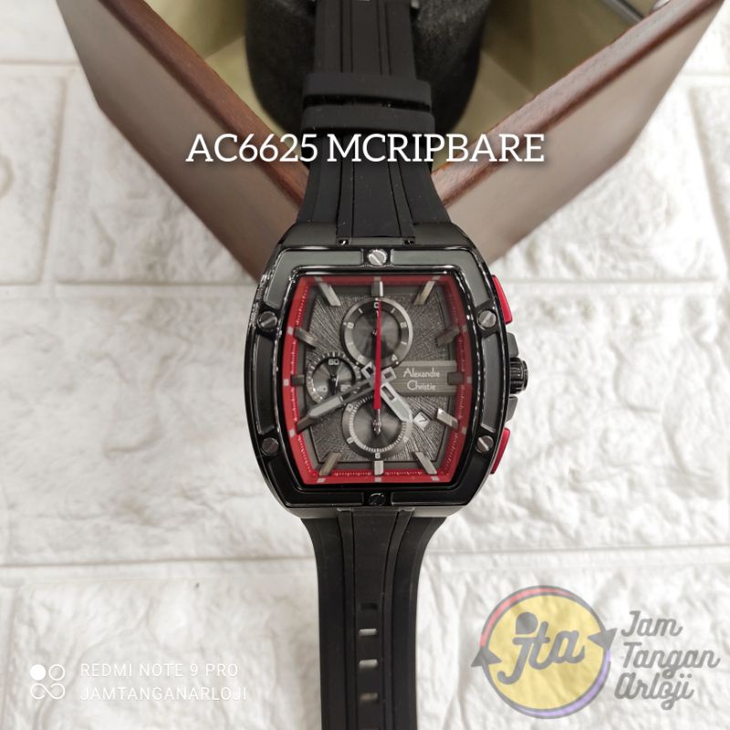 New Alexandre Christie AC 6625 Jam Tangan Pria AC6625 Ori MCRIPBARE Black Red