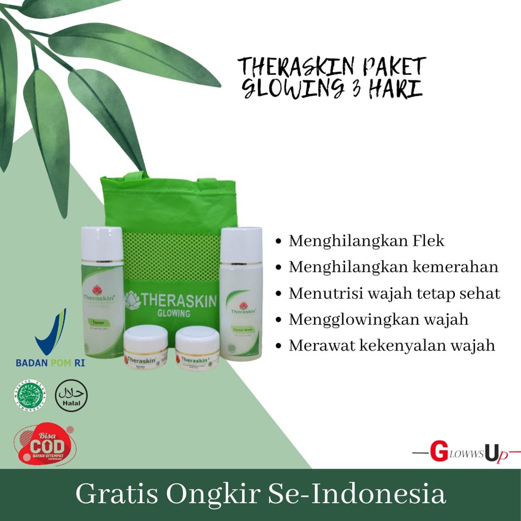 PAKET GLOWING BPOM PAKET SKINCARE THERASKIN PAKET GLOWING ORIGINAL BPOM SUNCARE THERASKIN KRIM PAGI KRIM MALAM TONER WAJAH FACIAL WASH PERAWATAN WAJAH SKINCARE BPOM KRIM SIANG MALAM