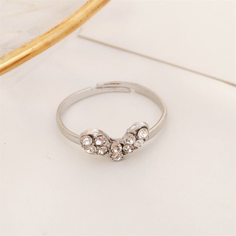 Cincin berlian retro berlian penuh cinta cinta mengkilap perempuan Ring