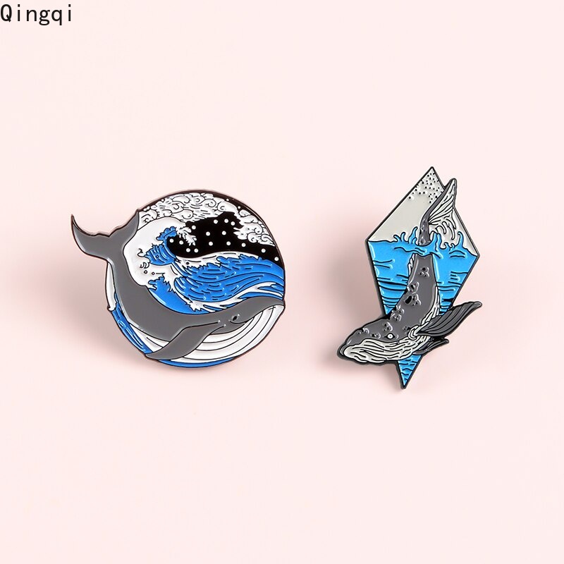 Bros Pin Enamel Desain Kartun Paus Laut Ikan Paus Hiu Untuk Hadiah