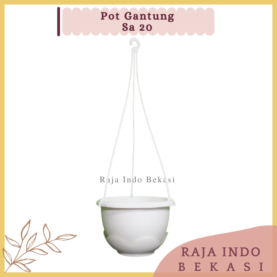 Pot Gantung SA 20 Putih Pot Bunga Plastik 19 Cm Bibit Bunga Putih Polos - Pot Gantung Putih Murah Unik Dinding Lion Star Anggrek Pagar