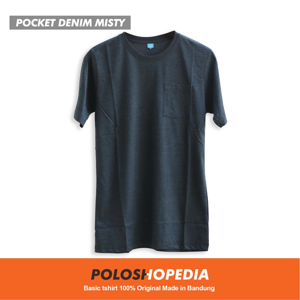 KAOS POLOS POCKET DENIM MISTY UNISEX  / KAOS POLOS PRIA WANITA / BAJU KAOS POLOS SAKU DENIM MISTY