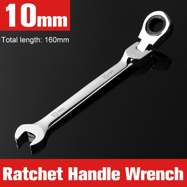 gs8 oloey kunci pas dual head combination ratchet wrench flexible head 10mm - cl6-24 - silver Pro