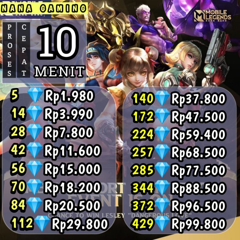 Jual TOP UP DIAMOND MOBILE LEGENDS TERMURAH / DM ML / MLBB / ML ...