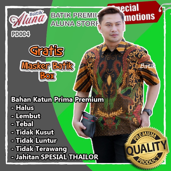 Batik Pria Lengan Pendek Premium Slimfit Modern Kerja Kantor Kondangan Full Furing Original Aluna So