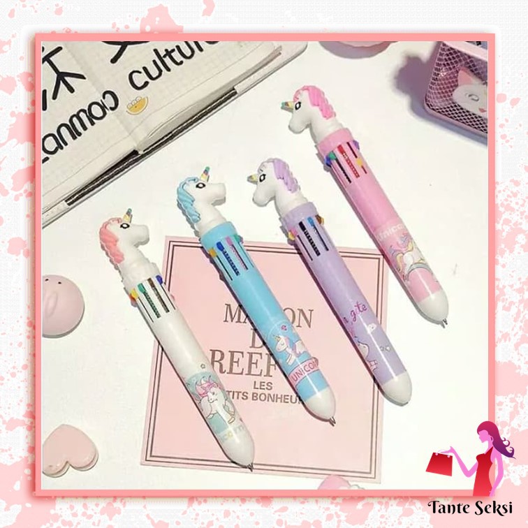 

Pulpen Gel Ballpoint Bolpoin Unik Lucu Pen 10 in 1 Karakter Kepala Unicorn