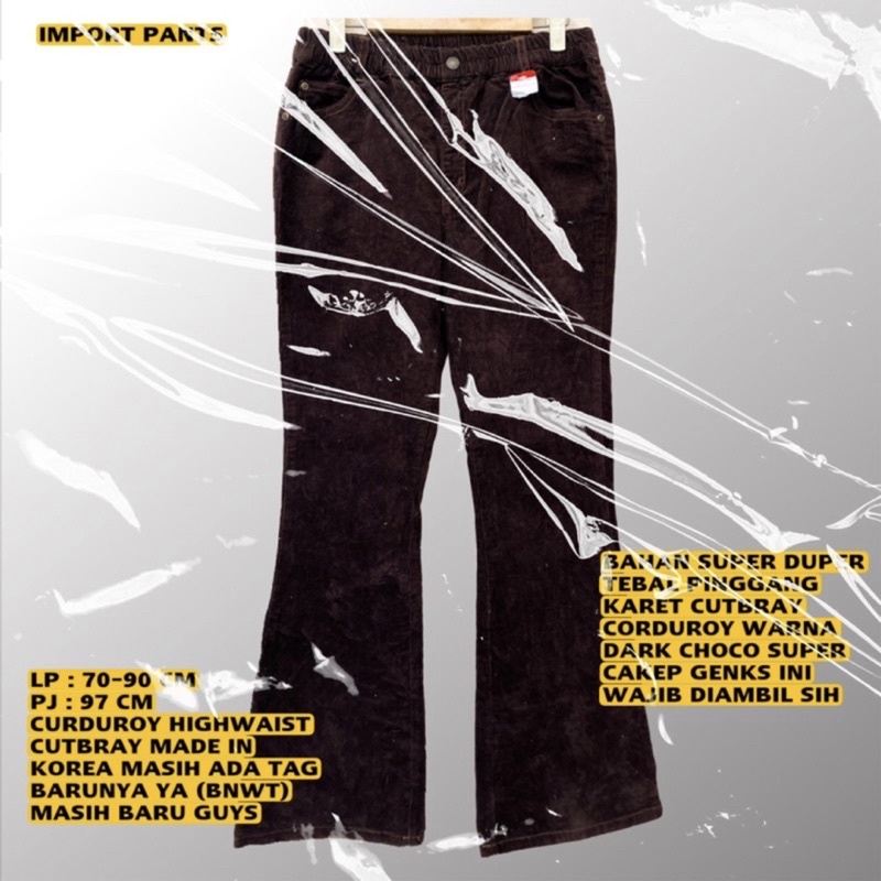 CORDUROY PANTS/CORDUROY HIGHWAIST CUTBRAY/CUTBRAY PANTS/CUTBRAY CORDUROY/KOREAN PANTS/KOREAN CORDURO