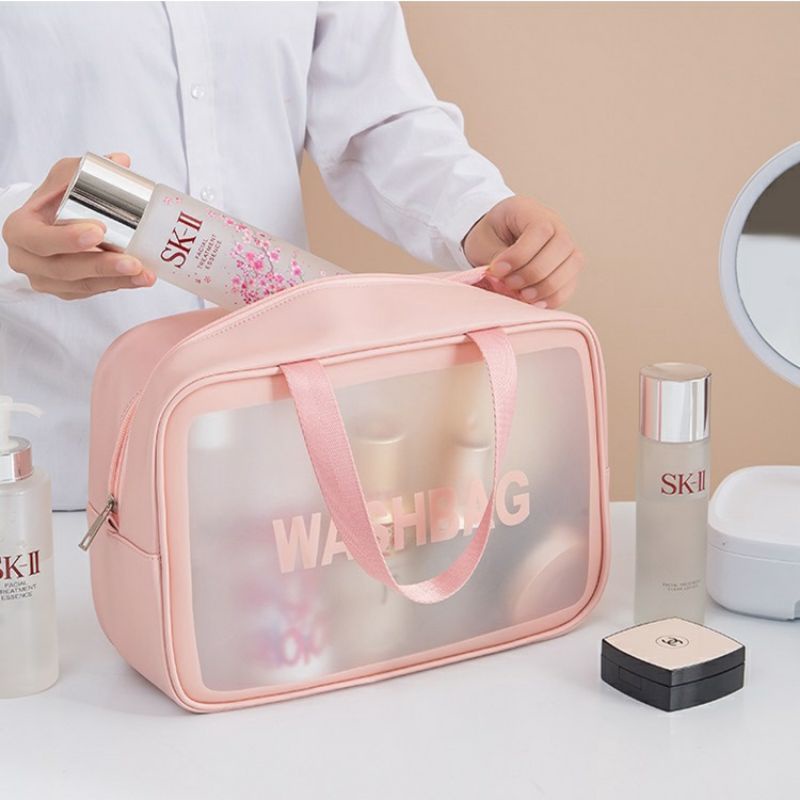 TAS KOSMETIK TRANSPARAN WASHBAG / TAS WASH BAG PERALATAN KAMAR MANDI