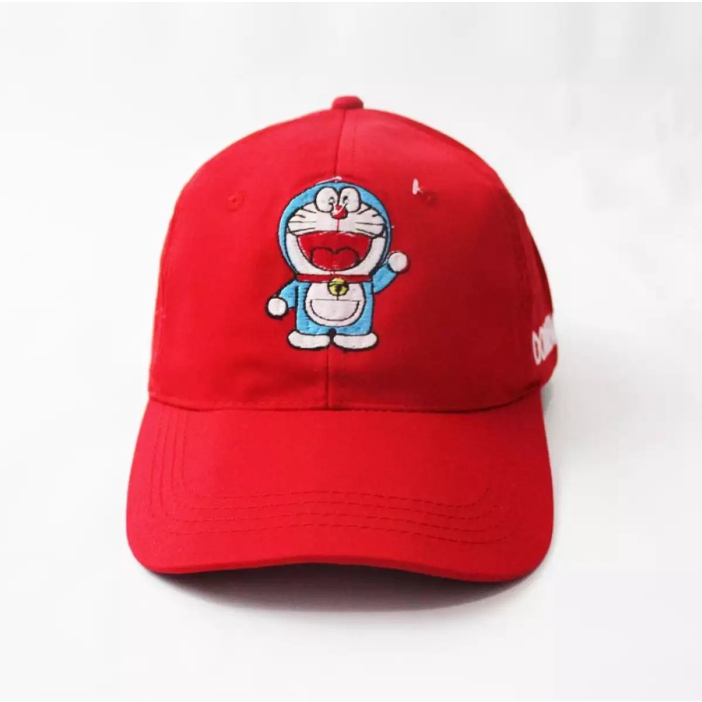 Topi dewasa wanita Doraemon fashion wanita/ Aksesoris fashion / Topi bisbol doraemon kekinian- Merah