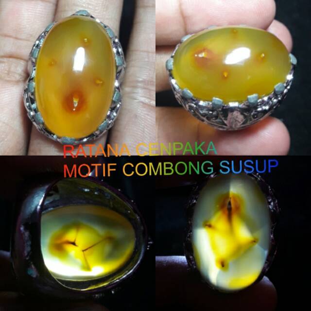 NATURAL BATU AKIK RATNA CEMPAKA ATAU KELADEN MOTIF COMBONG SUSUP EMPAT UNIK LANGKA