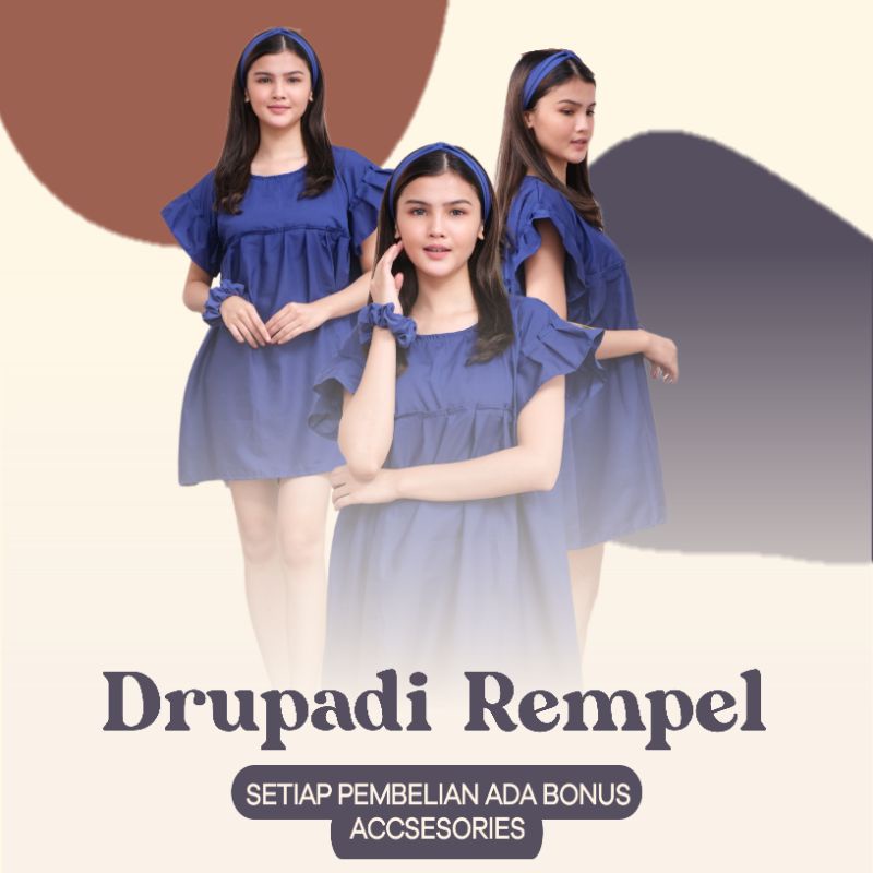 Daster Ruffle Premium Daster Rempel Lengan Pendek Panjang Selutut Daster Viral Polos Kekinian