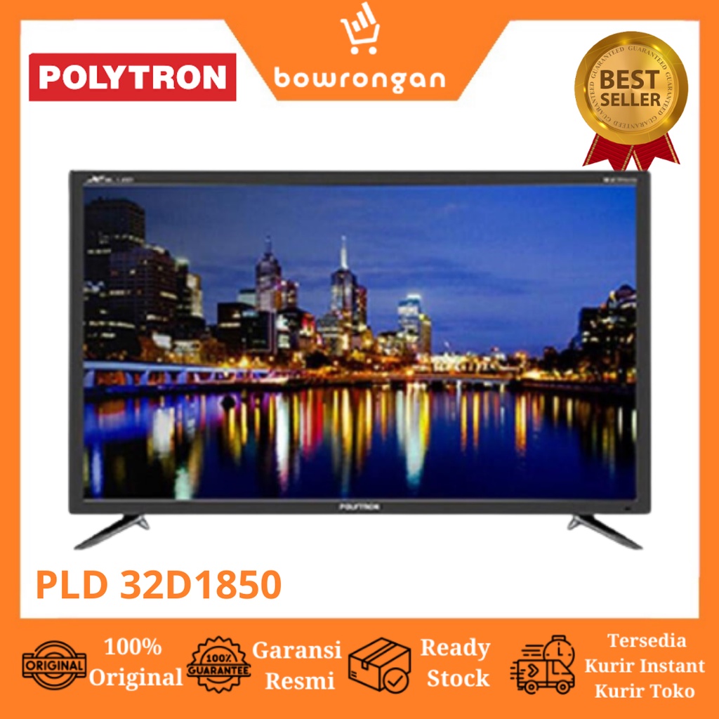 Polytron LED TV - Layar HD 32 Inch dengan Siaran Digital DVB-T2 Series PLD 32D1850