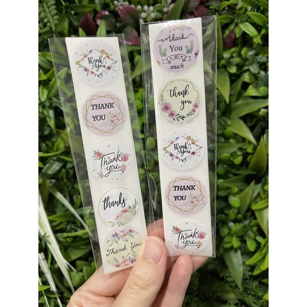 (50pcs) Stiker Thank You Bulat size 2,5cm / Thank You stickers Olshop etc-Floral 50pcs
