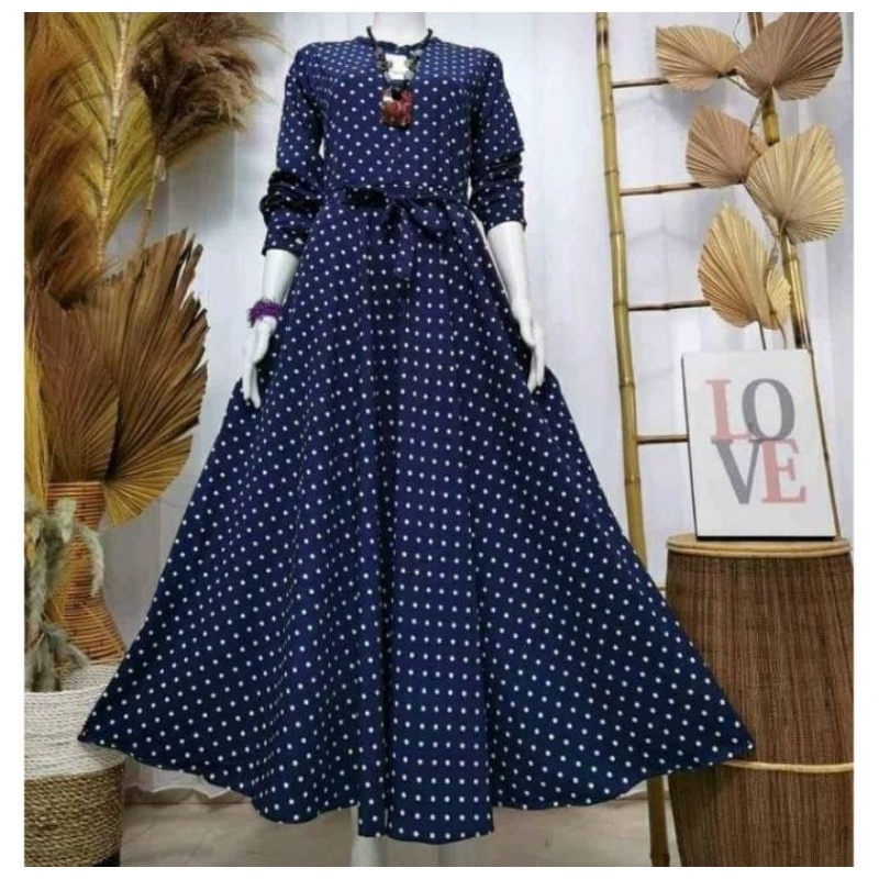 GAMIS POLKADOT BAHAN KATUN,|| GAMIS POLKADOT MONALISA