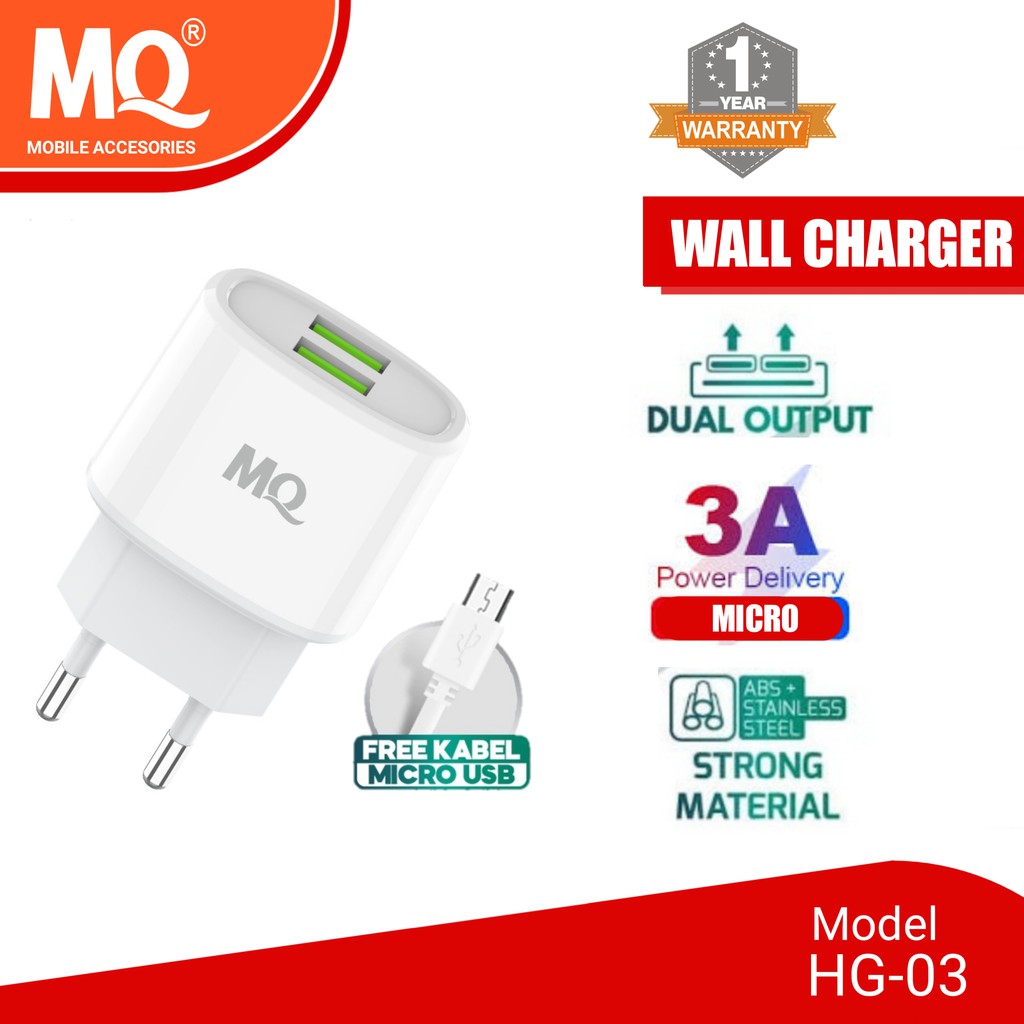 SB TRAVEL CHARGER 2 USB 3.0A FAST CHARGER MQ-HG03 (MQ555)