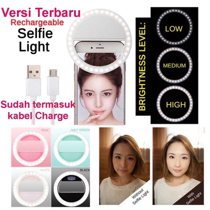 Selfie Ring Light LED Mini Q Lampu Vlogger Ringlight Cincin Bulat Hp