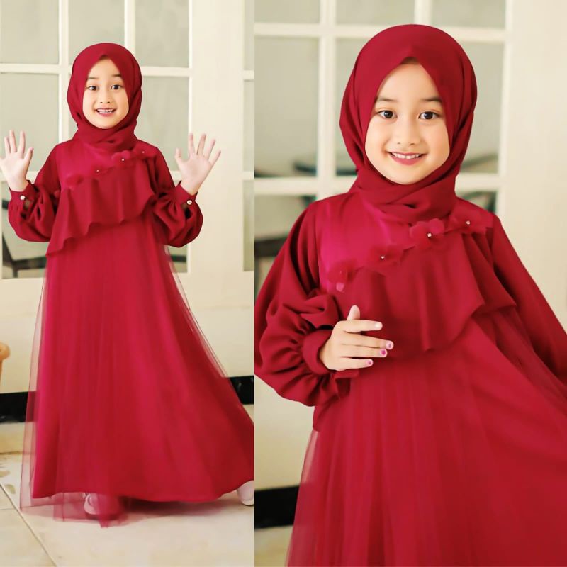 SYARI REVALINA BUNGA, MOSCREPE TILE, GAMIS HIJAB MUSLIM, MAXY DRESS