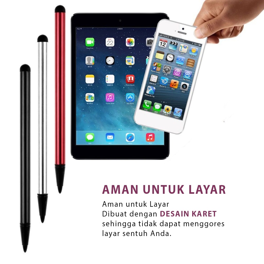 Stylus Pen Capacitive Touch Screen Android Universal 2 In 1 Pulpen Layar Sentuh Hp Tablet Android Ios