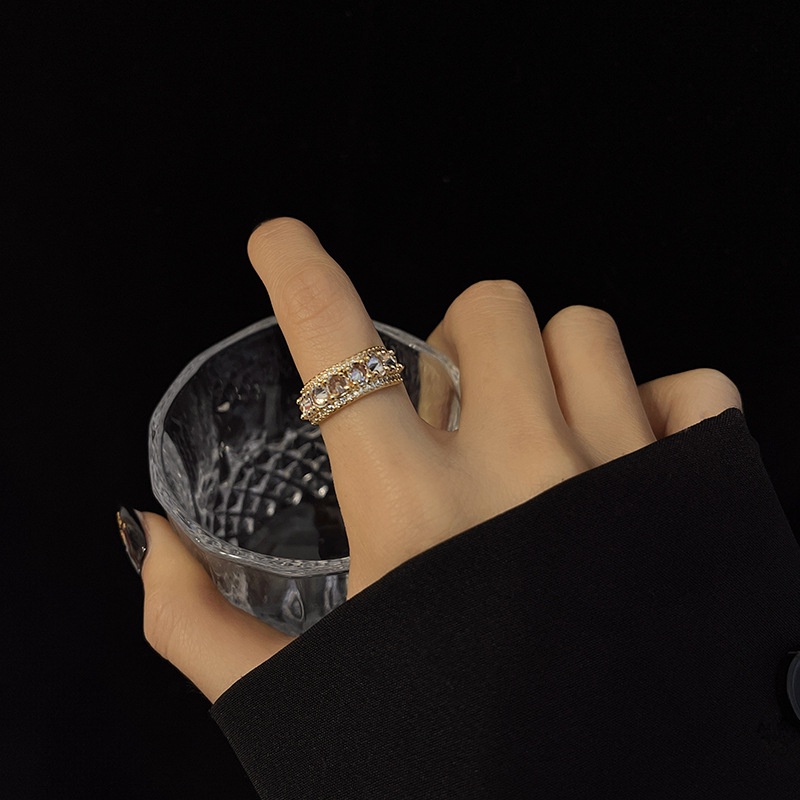 Shuling New Fashion Super Cute Zircon Rings Retro Opening Adjustable Ring