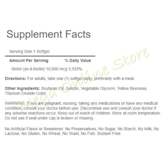 Puritan Pride Biotin 10000 mcg 50 Softgels