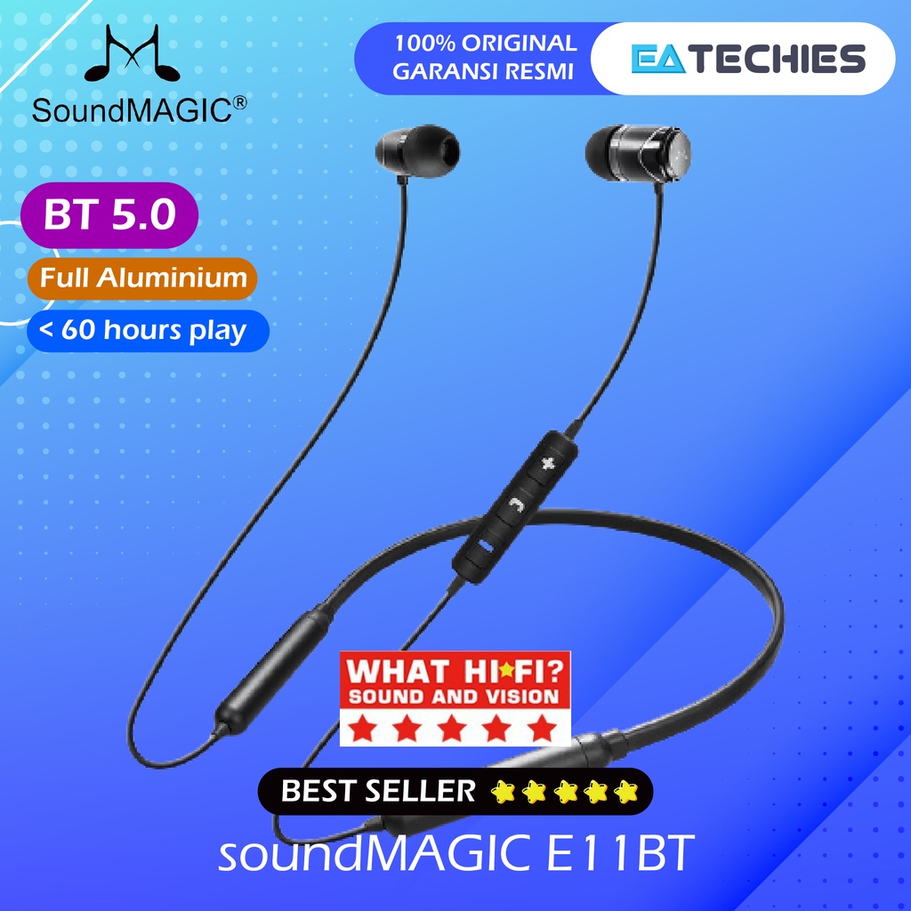 Soundmagic E11BT Bluetooth Wireless Earphone E11 BT Original Garansi Resmi 1 Tahun / Headset / Handsfree / Hifi Audio