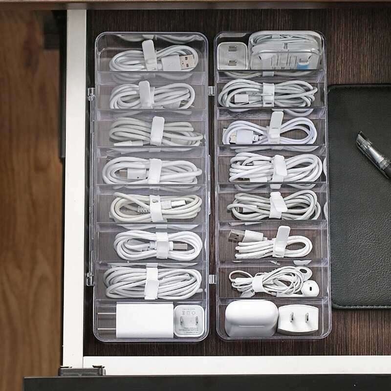 Kotak Kabel Rak Charger Organizer Cable Storage Box 8 Slot