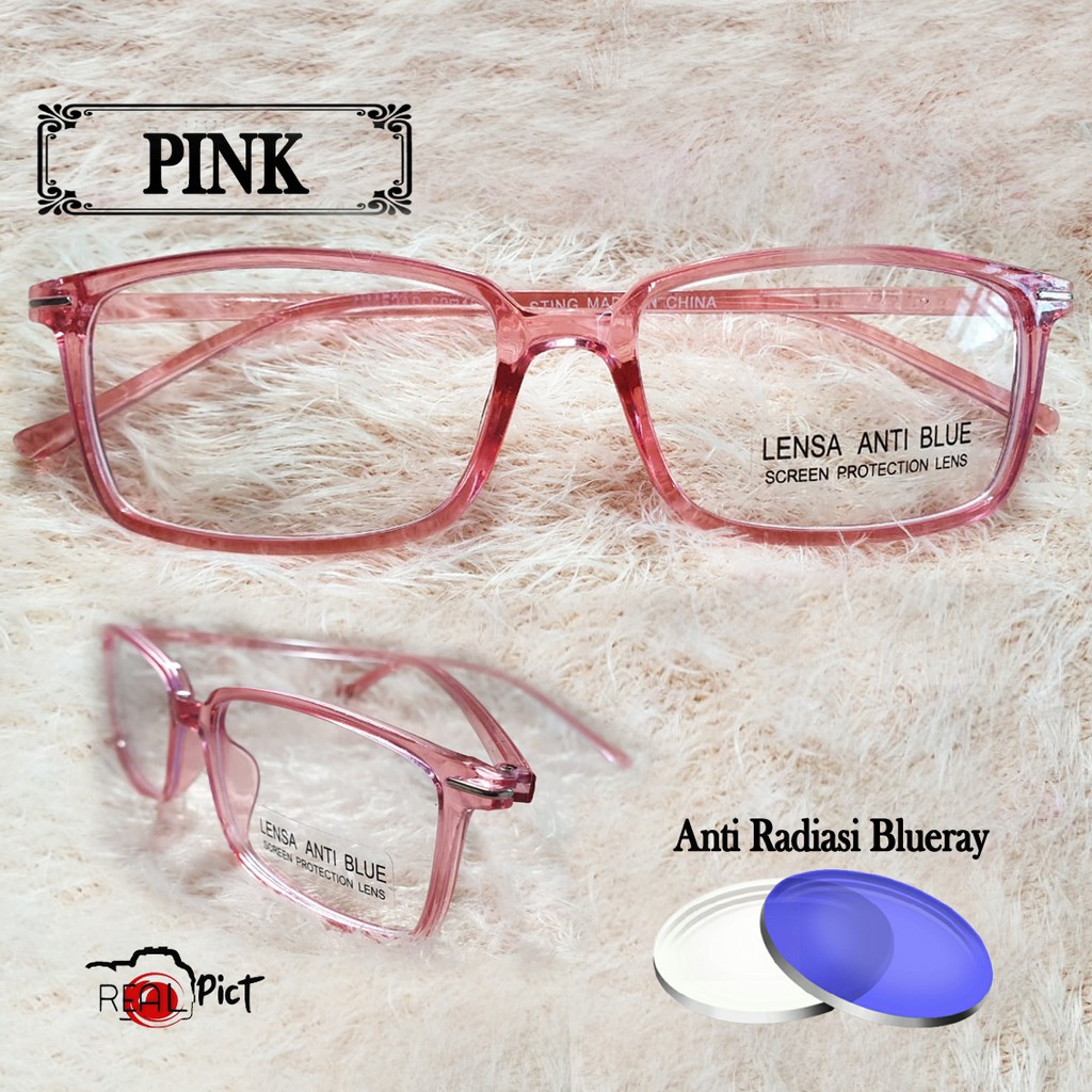 Promo frame + lensa blueray anti radiasi frame kaca mata fashion pria dan wanita terbaru Eye Glasses