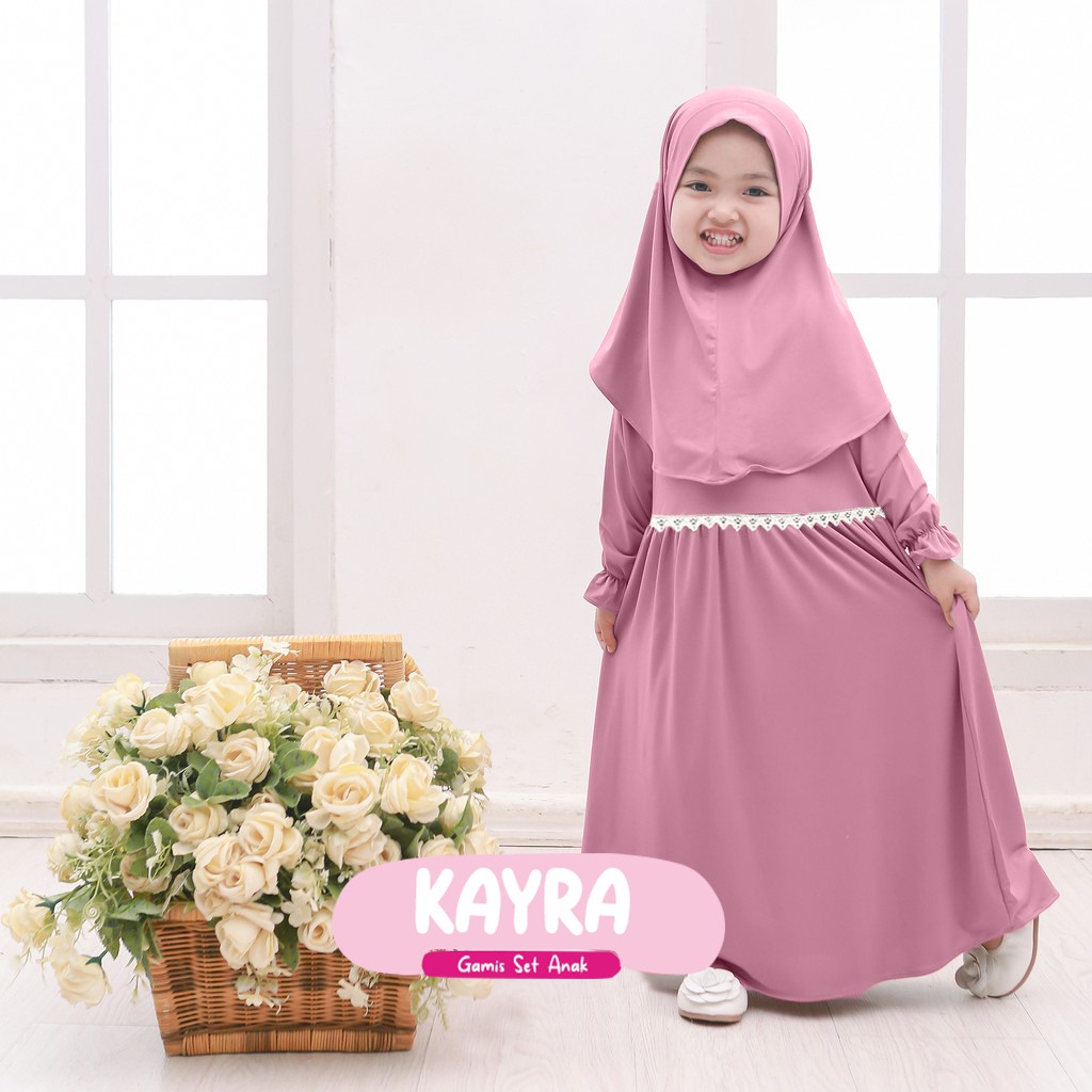 Baju Gamis Bayi Perempuan 0-3 tahun Pakaian Muslim Anak Free Jilbab Dress Lebaran