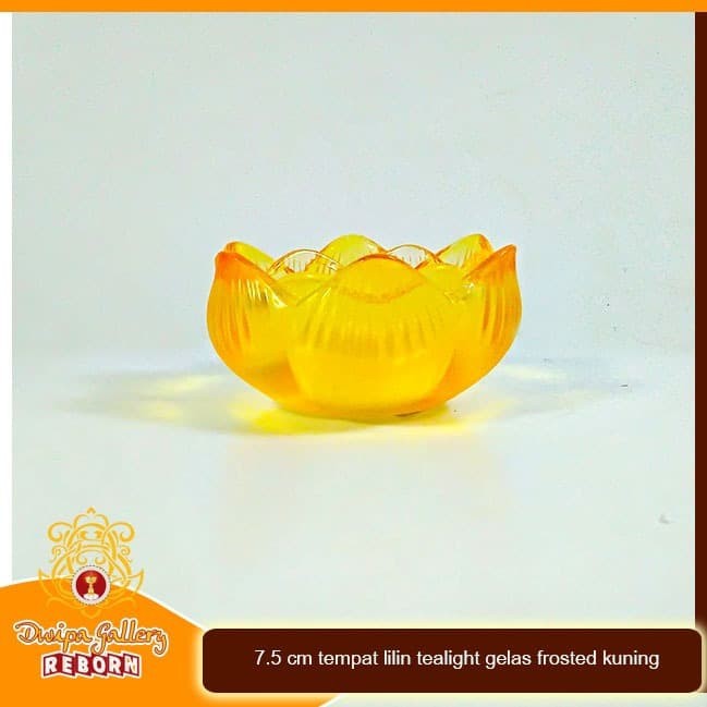 7.5 cm tempat lilin tealight gelas frosted Kuning