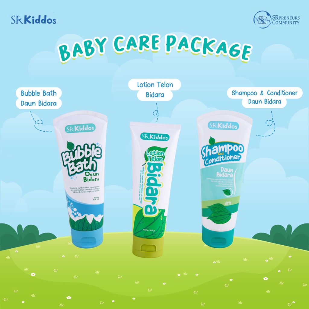 SR12 KIDDOS / DAUN BIDARA ANAK / PERAWATAN BAYI BALITA SR12 KID / BABY CARE PACKAGE DAUN BIDARA / SKINCARE BAYI / LOTION TELON / TELON BIDARA / TELON CREAM