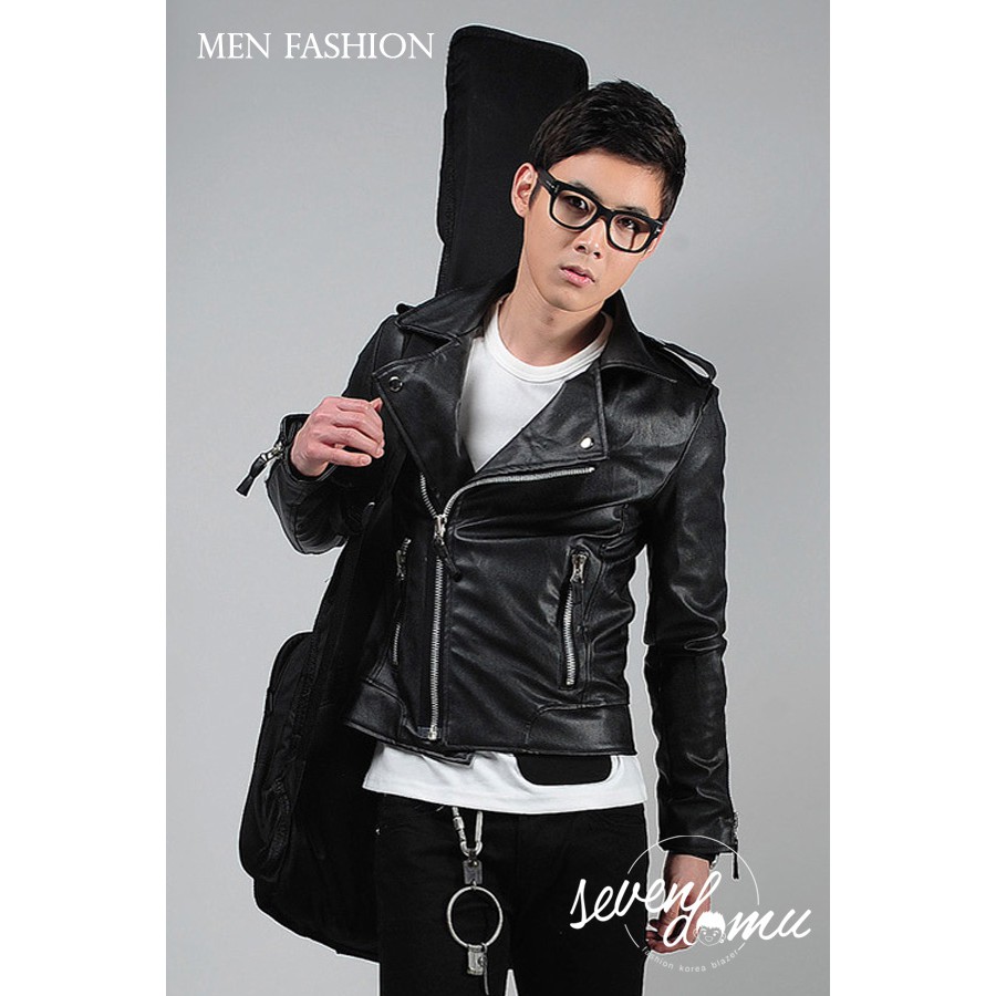 Jaket Kulit Biker Korean Style