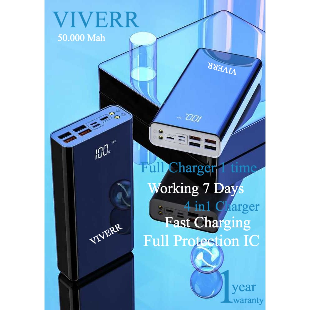 Powerbank VIVERR 50.000 Mah Kapasitas besar original garansi 1 Tahun